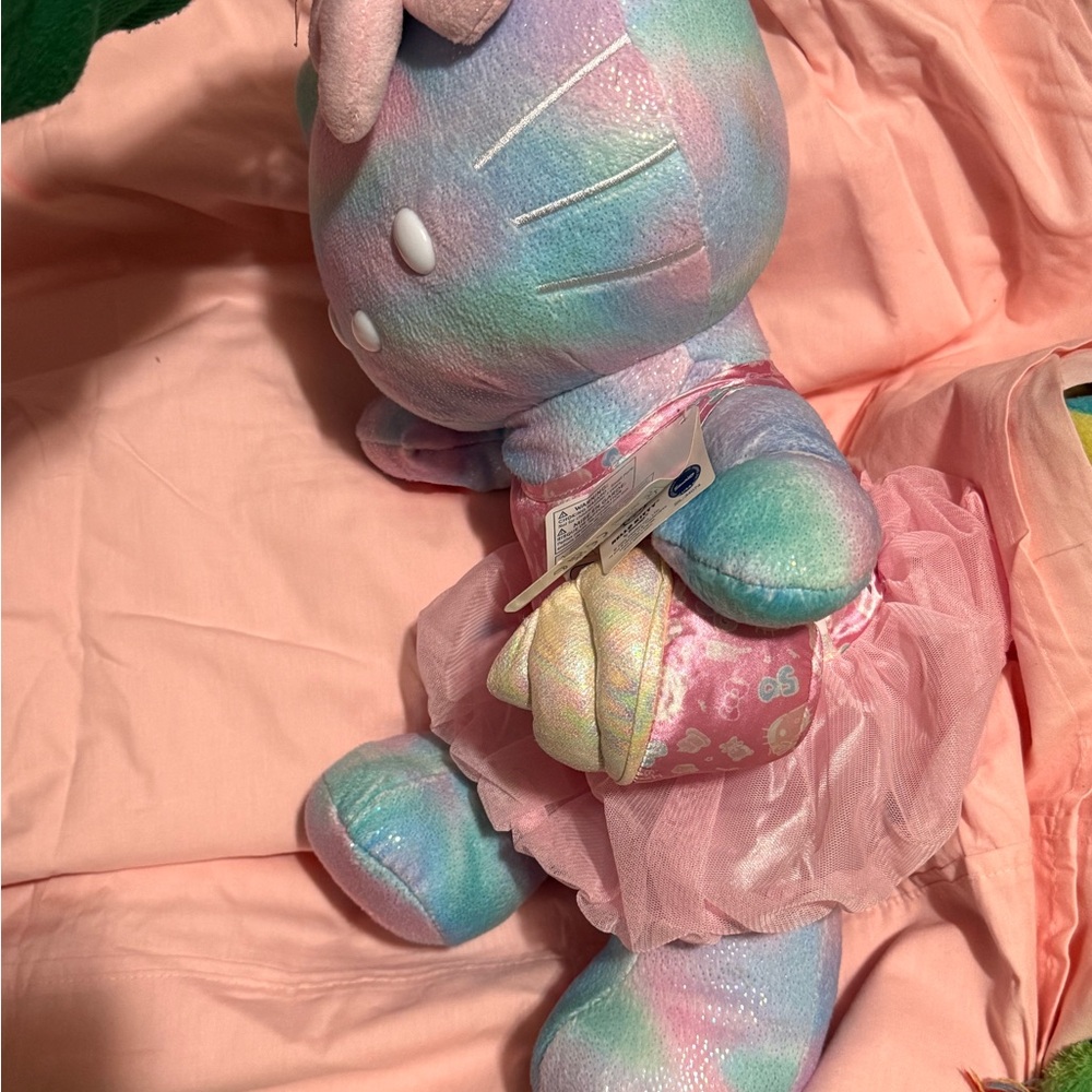 Colorful Plush Cat Toy with Pink Dress - Picture 3 of 7